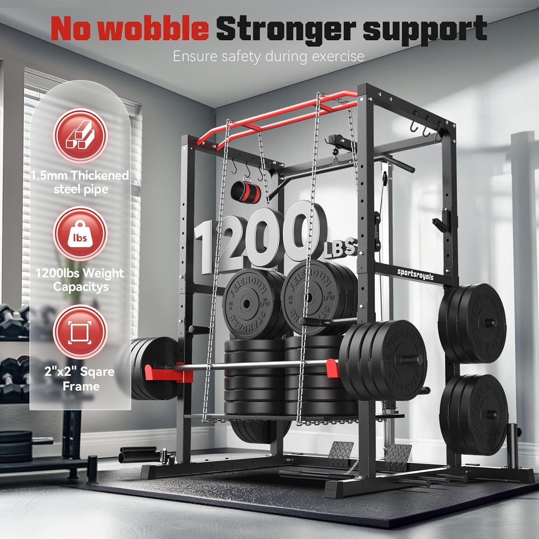 1200 lb Power Rack with 1:1 Pulley, Rack Only or 230 lb Set detail 1