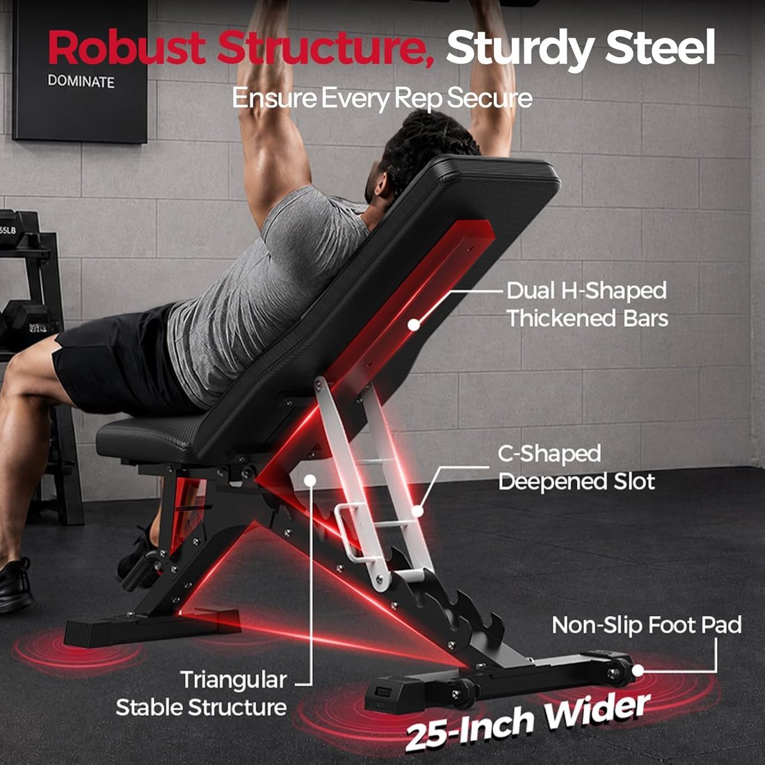 1300 lb Commercial Adjustable Weight Bench detail 2