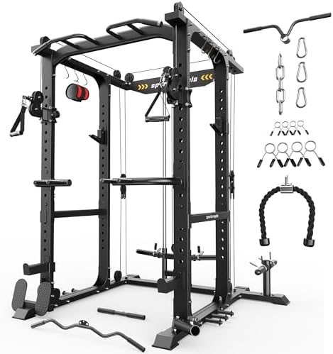Sportsroyals 1600 lb power rack with 20-position cable crossover system