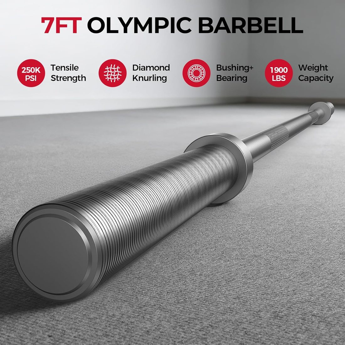 7 ft Chrome Olympic Barbell, 2 Inch detail 1