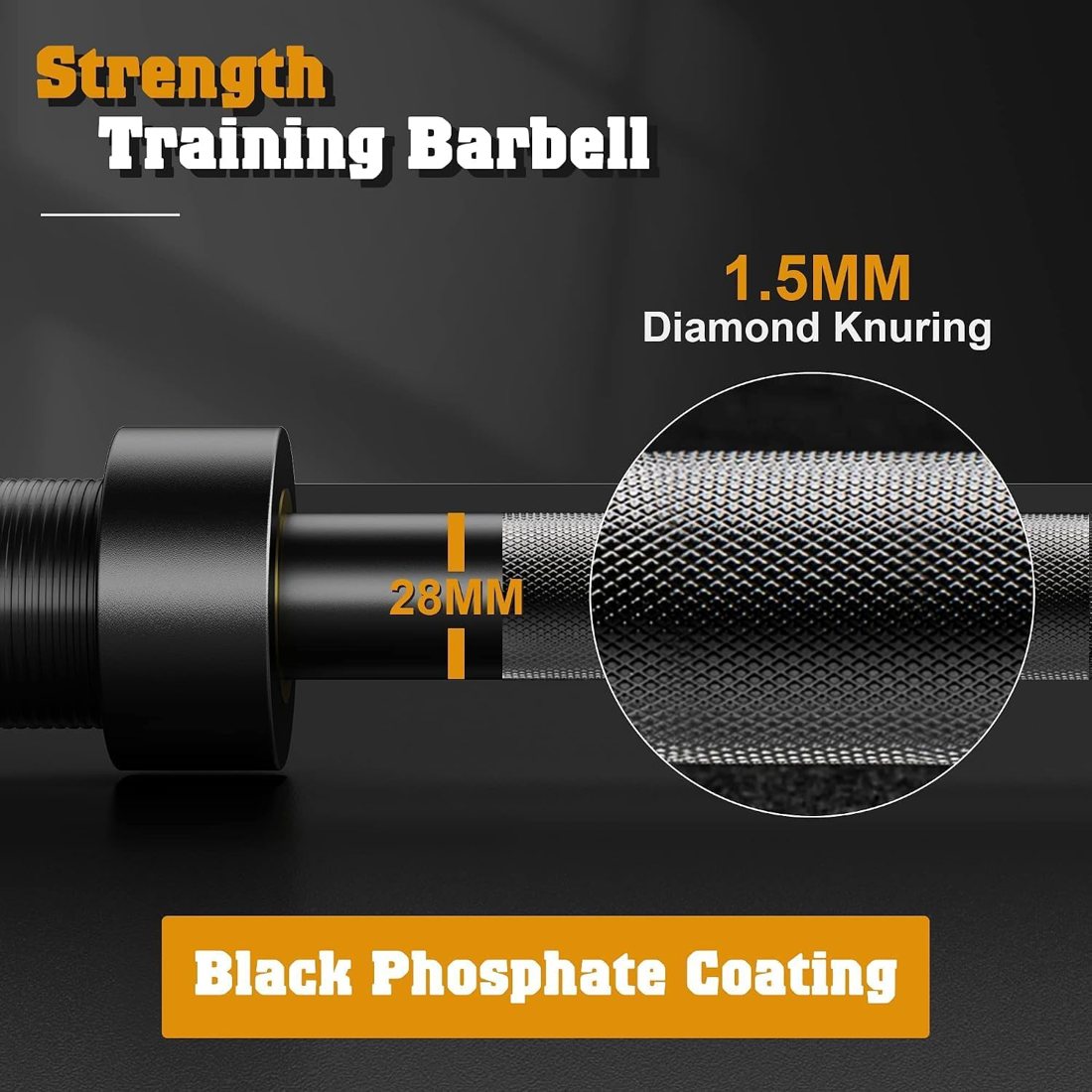 7 ft Olympic Barbell, 1900 lb, Center Knurl view 6