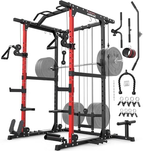 Sportsroyals ARMAC all-in-one power cage with cable crossover and T-row