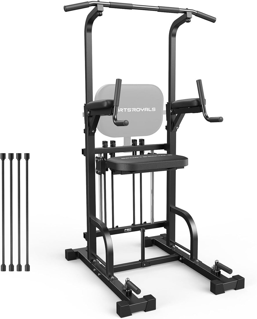 Assisted Pull Up Power Tower with Resistance Bands view 2