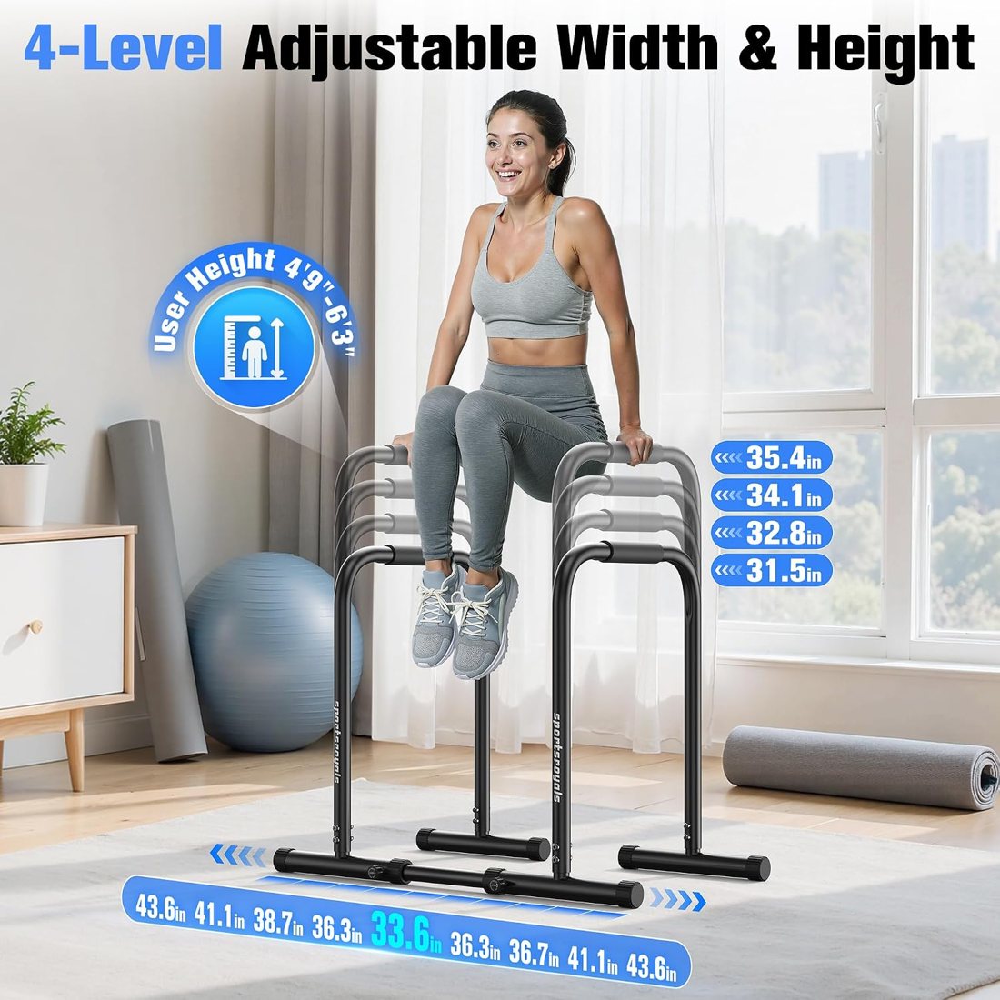 DP3 Adjustable Dip Bar Station, 400 lbs view 6