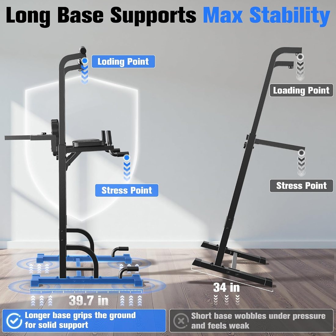 H-Frame Power Tower Pull Up Dip Station, 450 lbs detail 2
