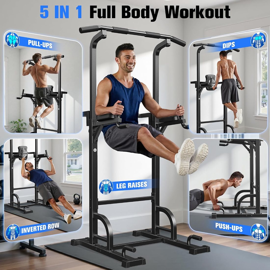 H-Frame Power Tower Pull Up Dip Station, 450 lbs view 5