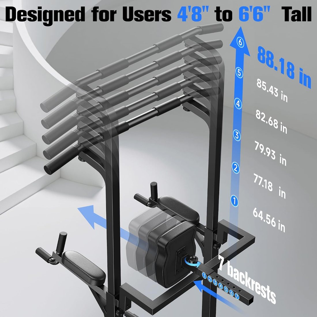 H-Frame Power Tower Pull Up Dip Station, 450 lbs view 6
