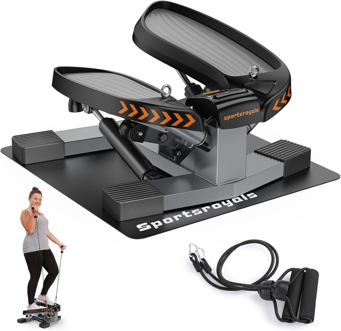 Hydraulic Mini Stepper with Resistance Band, 330 lbs in use