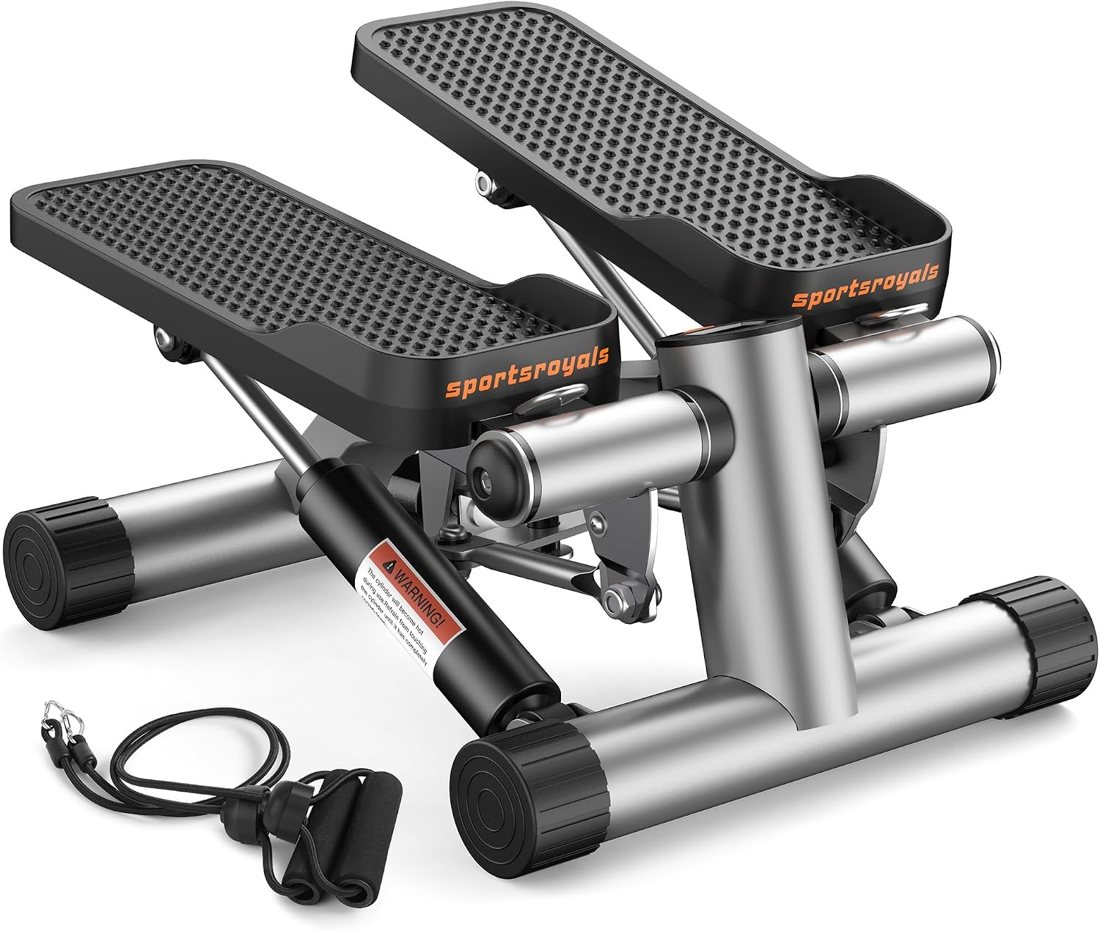 Mini Stair Stepper with Resistance Bands, 350 lbs in use