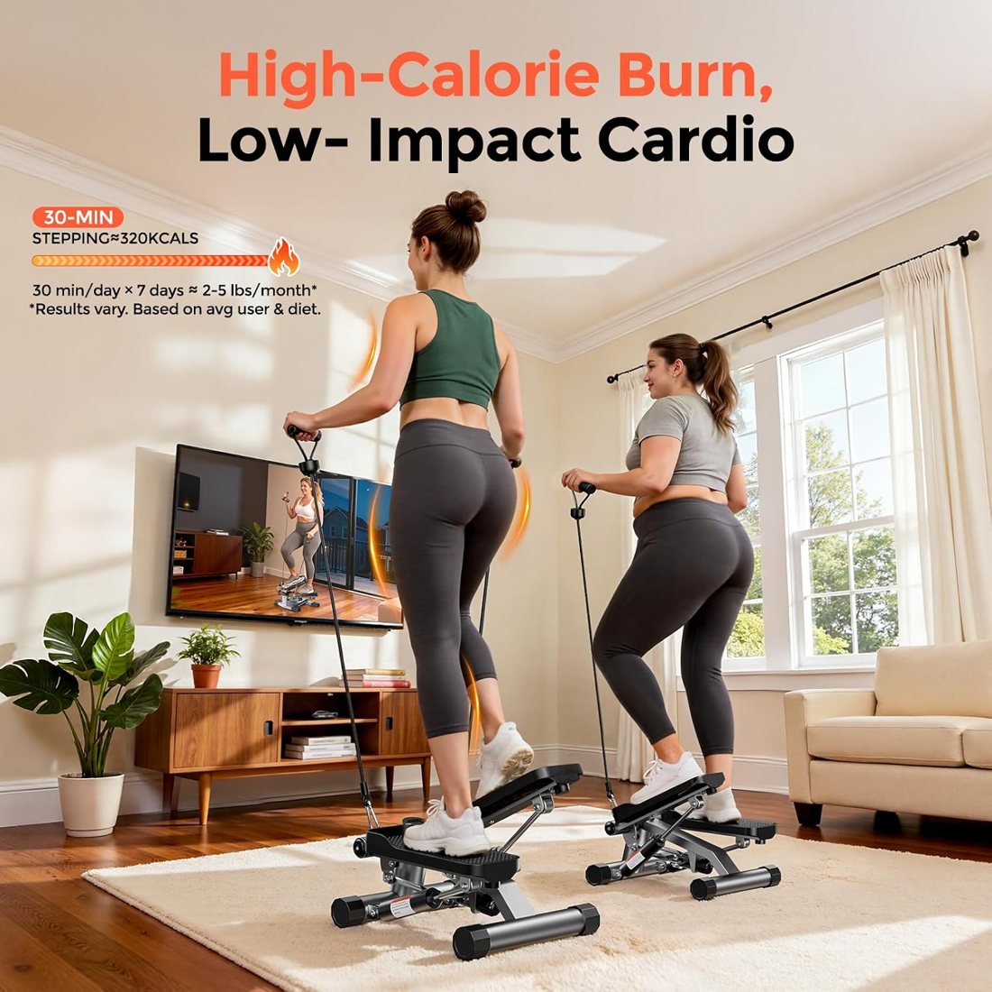 Mini Stair Stepper with Resistance Bands, 350 lbs detail 1