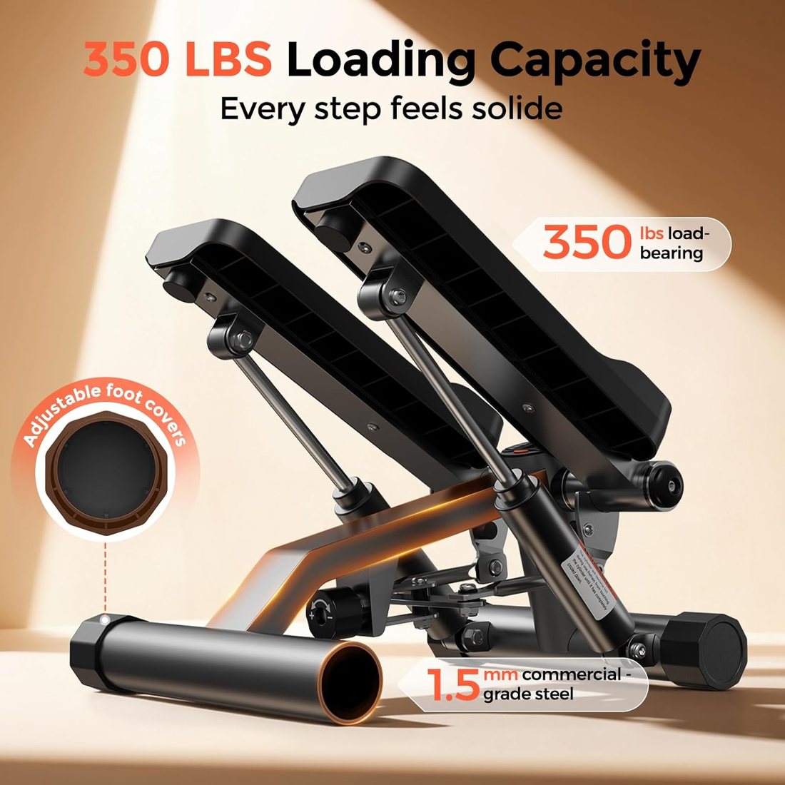 Mini Stair Stepper with Resistance Bands, 350 lbs view 5