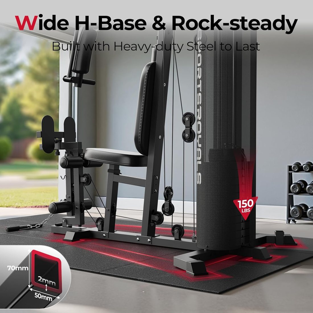 Multifunction Home Gym Station, 150 lb Weight Stack detail 1