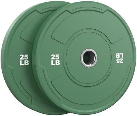 Sportsroyals 2-inch Olympic bumper plate pair in color-coded virgin rubber