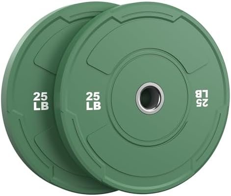 Sportsroyals 2-inch Olympic bumper plate pair in color-coded virgin rubber