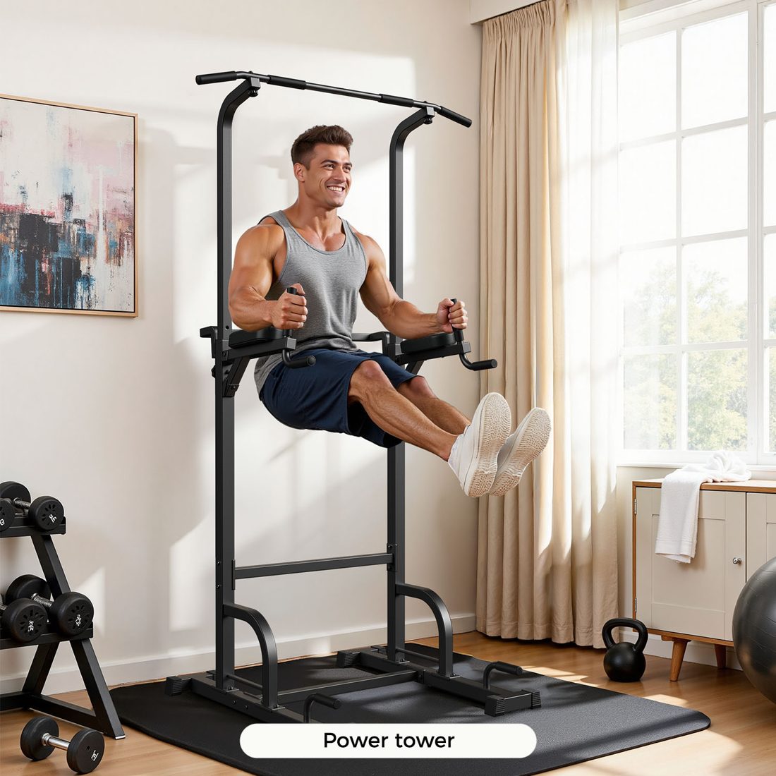 Athlete doing pull-ups on a Sportsroyals power tower